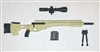 R-PSR Sniper Rifle with Scope, Bipod, Ammo Mag TAN & BLACK Version BASIC - "Modular" 1:18 Scale Weapon for 3-3/4 Inch Action Figures