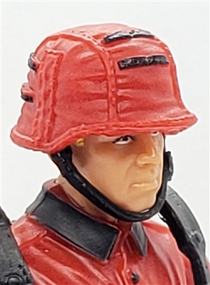 WWII German: Red M42  Helmet with CLOTH Cover - 1:18 Scale Modular MTF Accessory for 3-3/4" Action Figures