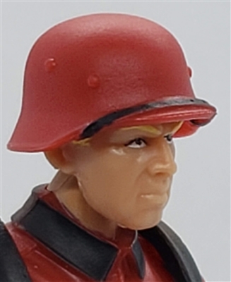 WWII German: Red M40 Helmet with Strap on Visor - 1:18 Scale Modular MTF Accessory for 3-3/4" Action Figures