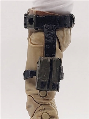 Belt with Drop Down Leg Holster: DARK OLIVE GREEN Version - 1:18 Scale  Modular MTF Accessory for 3-3/4 Action Figures