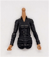 MTF Female Valkyries Dress Shirt Torso (NO Legs OR Head): BLACK Version with TAN Skin Tone - 1:18 Scale Marauder Task Force Accessory