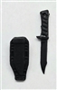 Fighting Knife & Sheath: Large Size BLACK Version - 1:18 Scale Modular MTF Accessory for 3-3/4" Action Figures