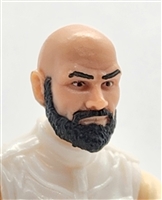 Male Head: "RUSSELL" Light Skin Tone with Bald Head & BLACK BEARD - 1:18 Scale MTF Accessory for 3-3/4" Action Figures