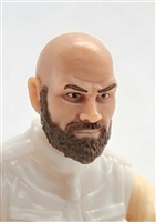 Male Head: "RUSSELL" Light Skin Tone with Bald Head & BROWN BEARD - 1:18 Scale MTF Accessory for 3-3/4" Action Figures