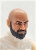 Male Head: "RUSSELL" TAN Skin Tone with Bald Head & BLACK BEARD - 1:18 Scale MTF Accessory for 3-3/4" Action Figures