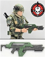 NCM Mark II Pulse Rifle GUN-METAL w/ GREEN Version - 1:18 Scale Weapon for 3-3/4 Inch Action Figures