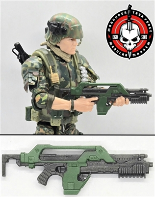 NCM Mark II Pulse Rifle GUN-METAL w/ GREEN Version - 1:18 Scale Weapon for 3-3/4 Inch Action Figures